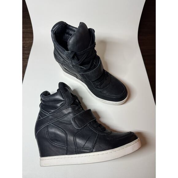 ASH Black Cool Ter Wedge Leather Sneakers Women’s 40 Retro Y2K Shoes - Picture 4 of 10